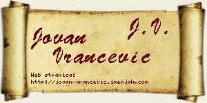 Jovan Vrančević vizit kartica